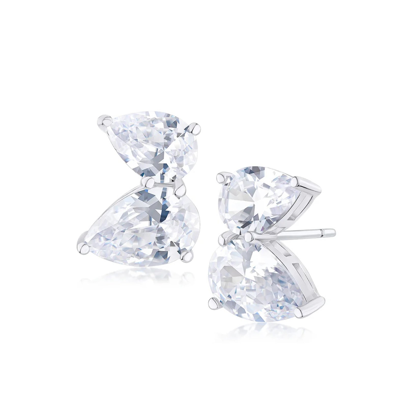 Double Pear CZ Studs