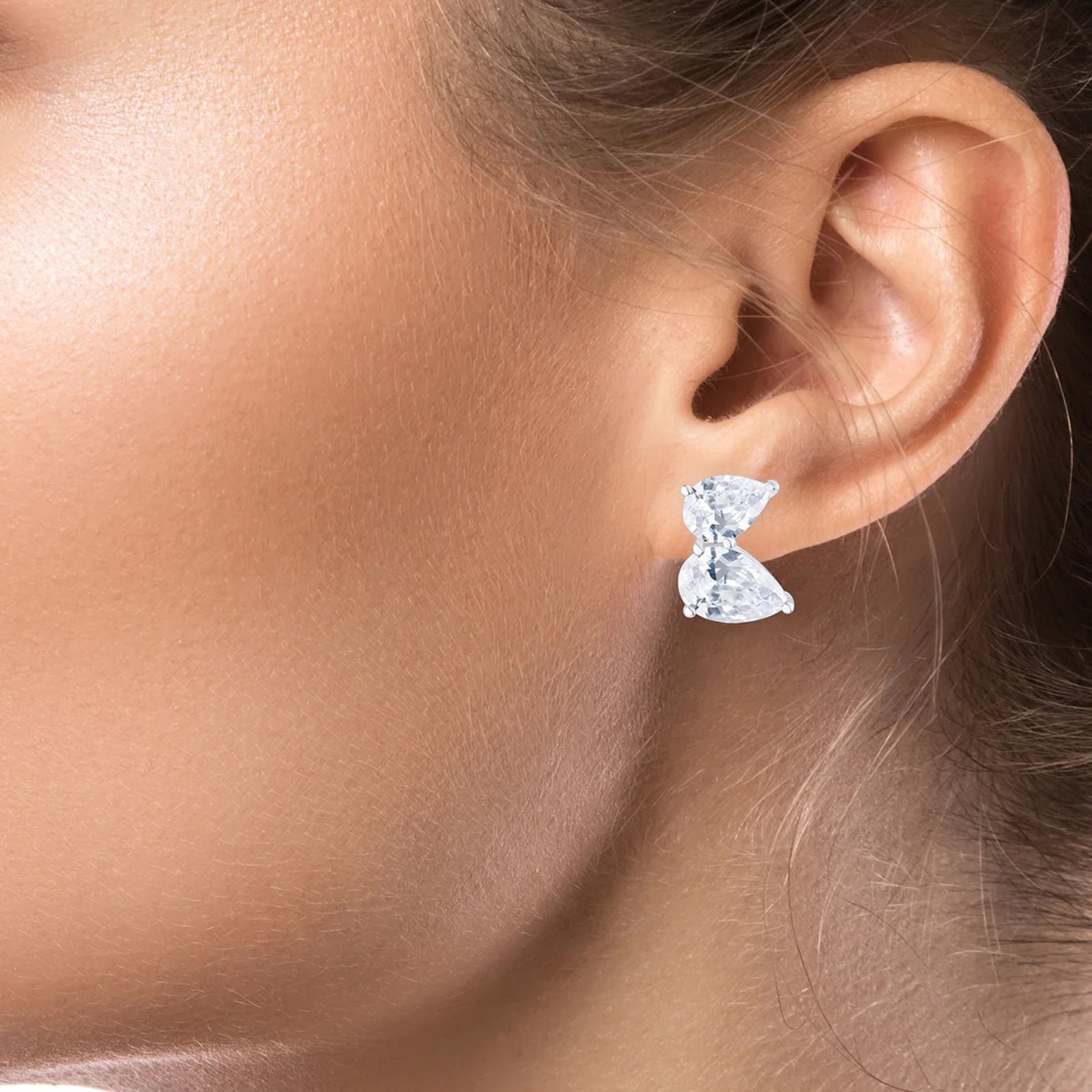Double Pear CZ Studs