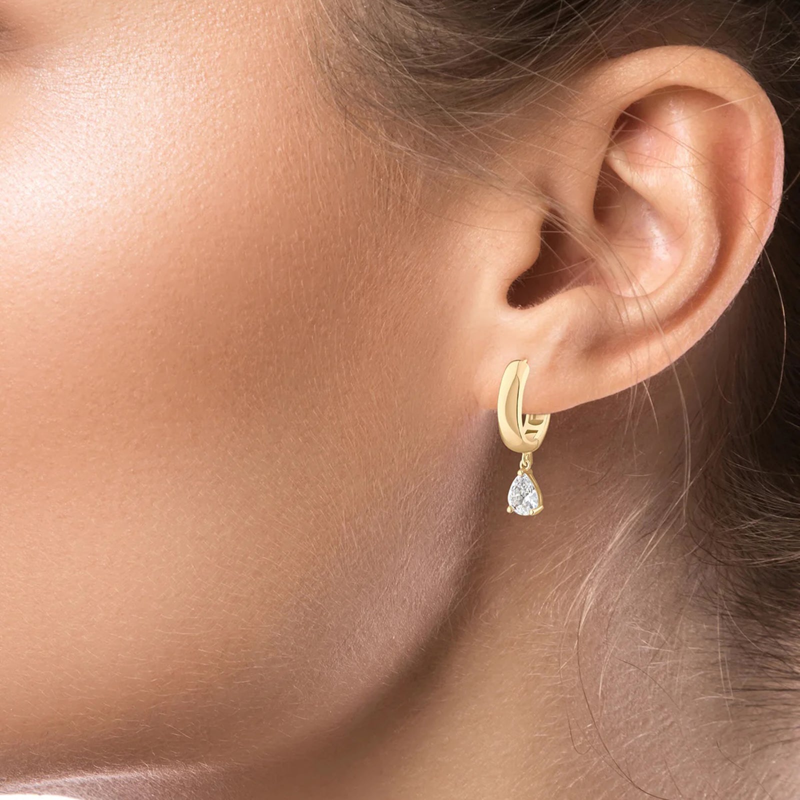 Pear Drop Huggie Earrings