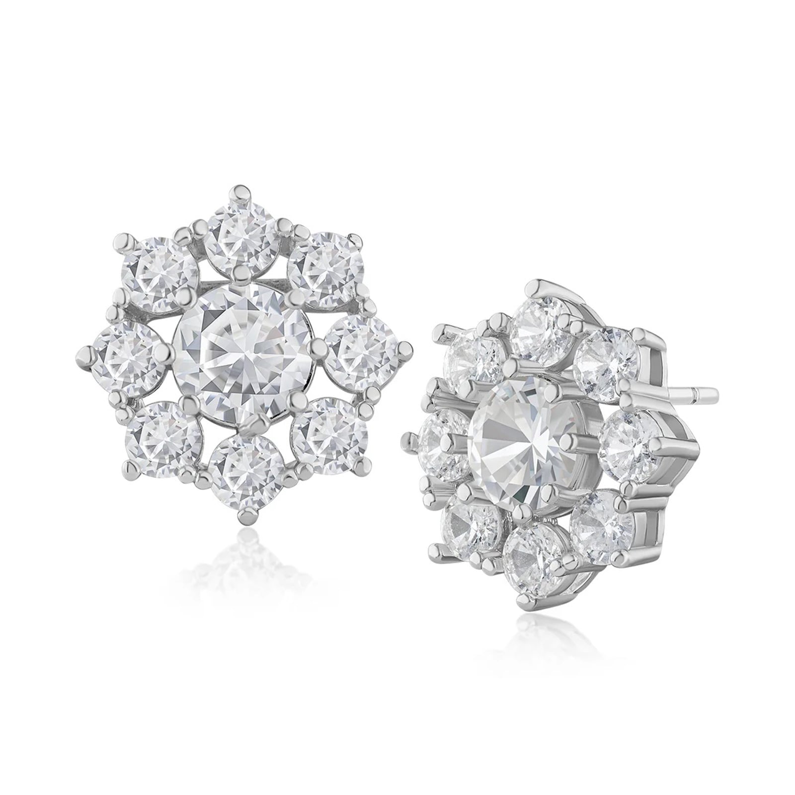 Round CZ Floral Stud