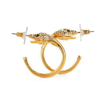 Gold Crystal Snake Hoop Earrings