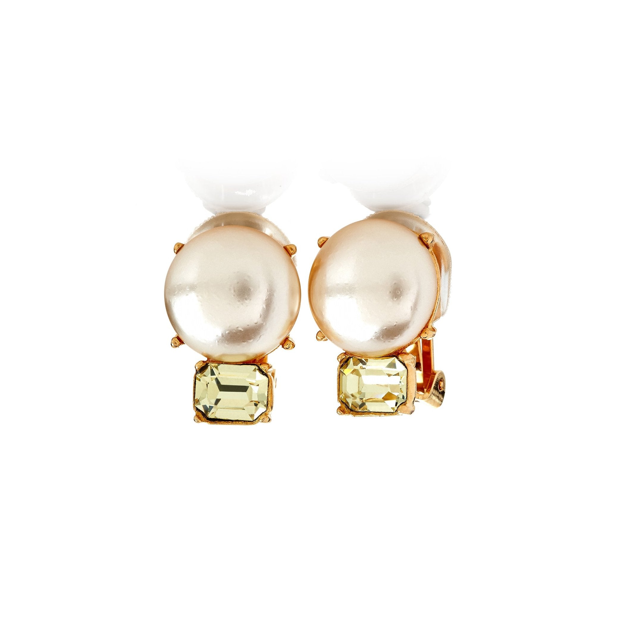 Pearl & Jonquil Gold Clip Earrings