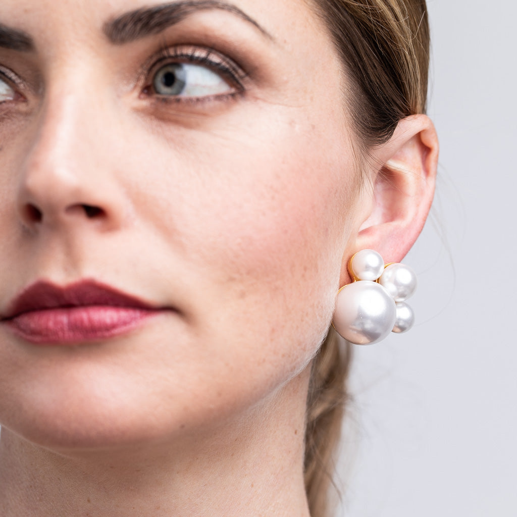 Pearl Cluster Clip Earring