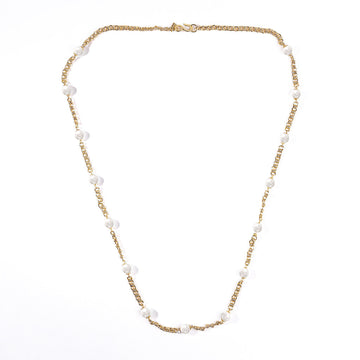 Gold Chain with Pearl Stations Necklace