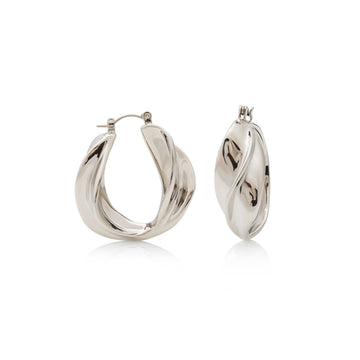 Silver Twist Pierced Hoop Earrings