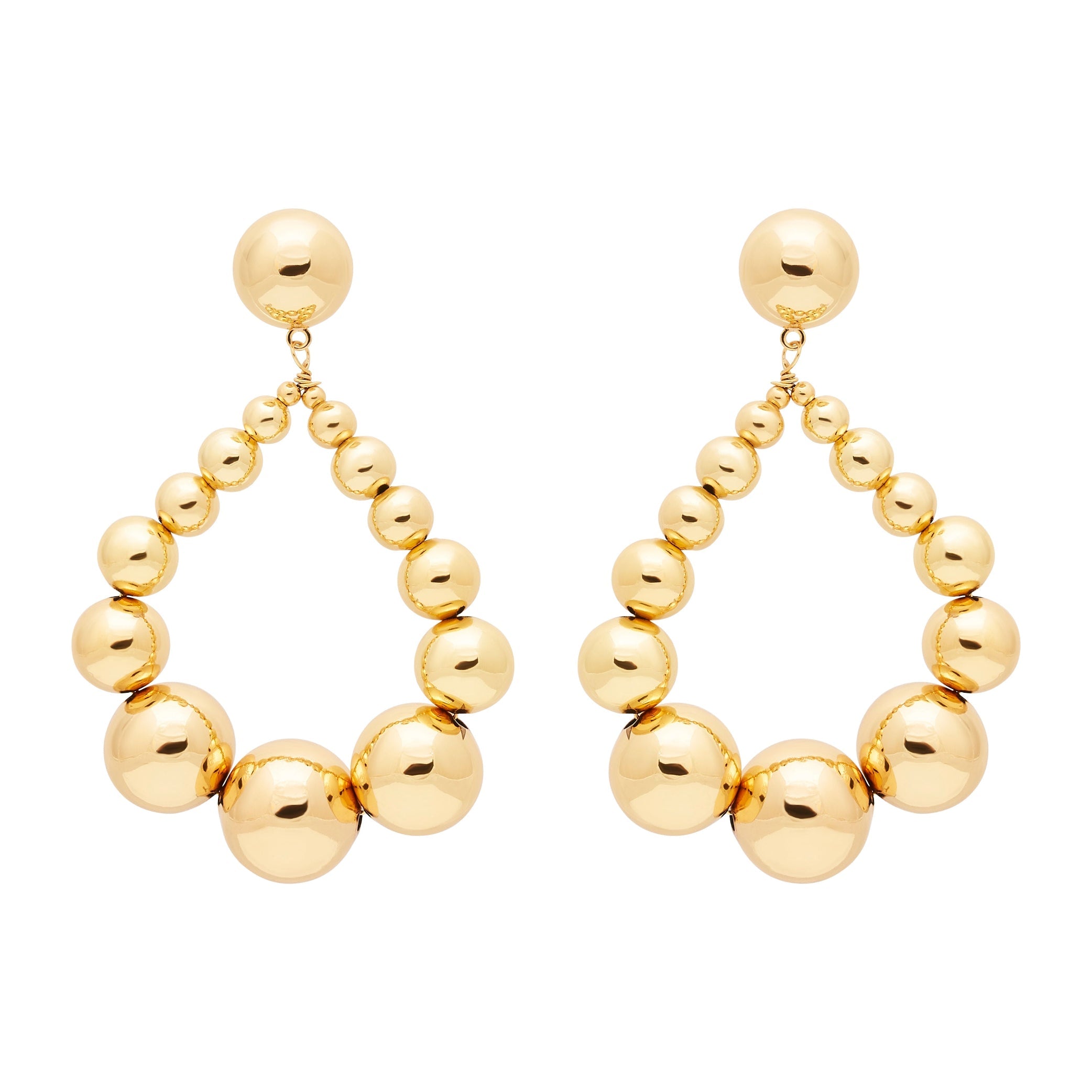 Gold Bead Drop Pierced Earrings