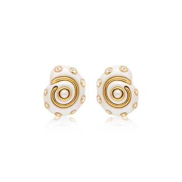 White Pearl Snail Earrings