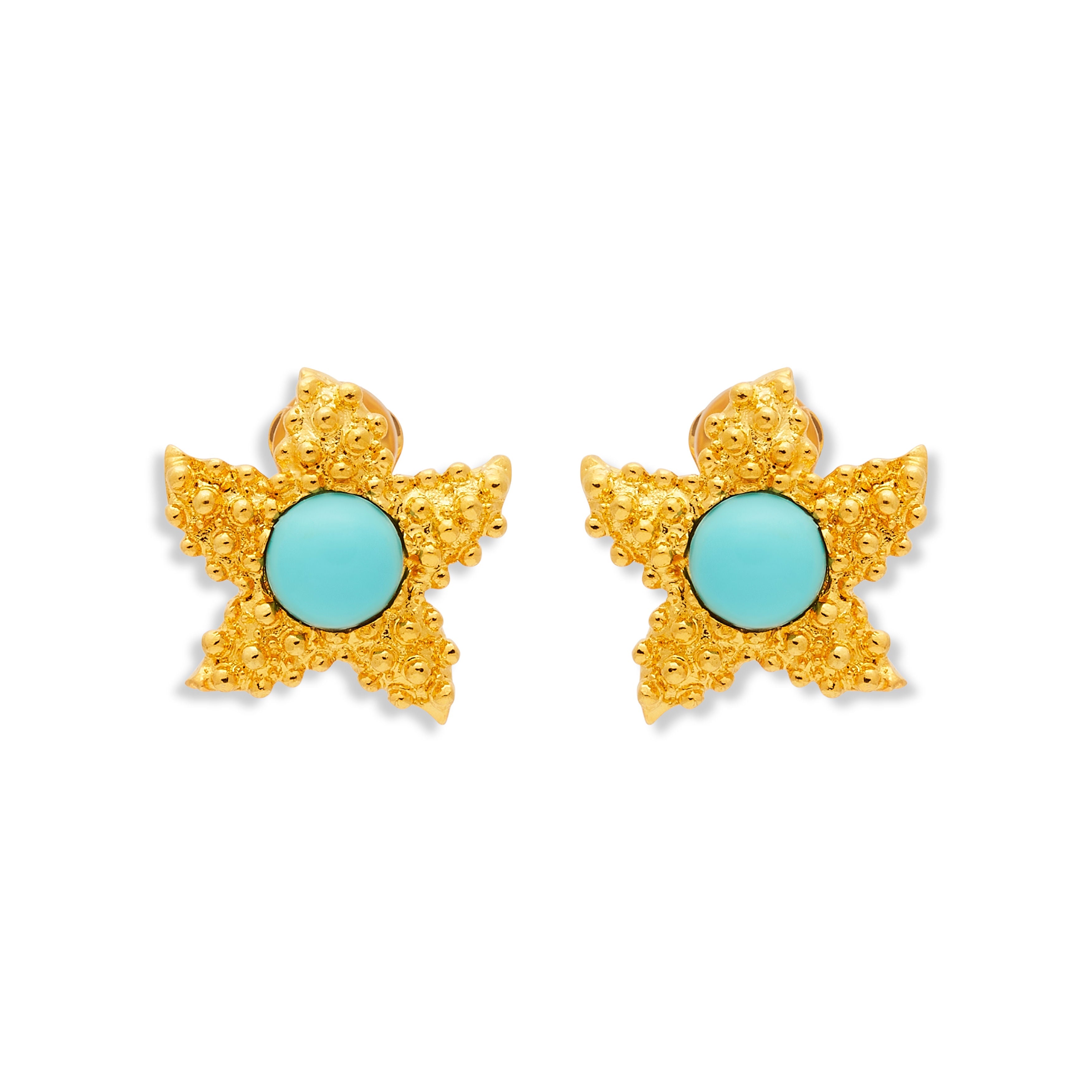 Turquoise Center Starfish Clip Earrings