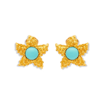 Turquoise Center Starfish Clip Earrings