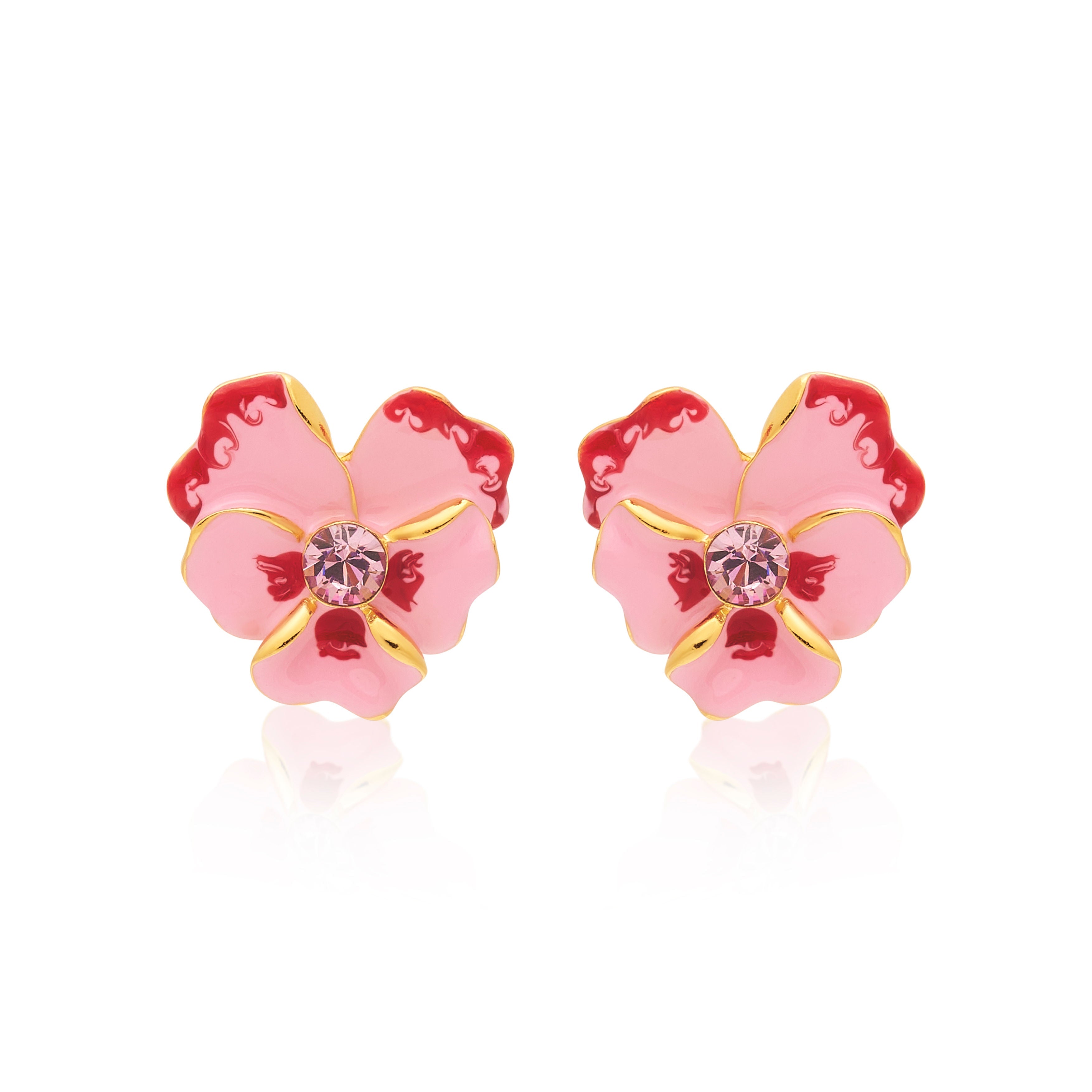 Pink Flower Clip Earrings