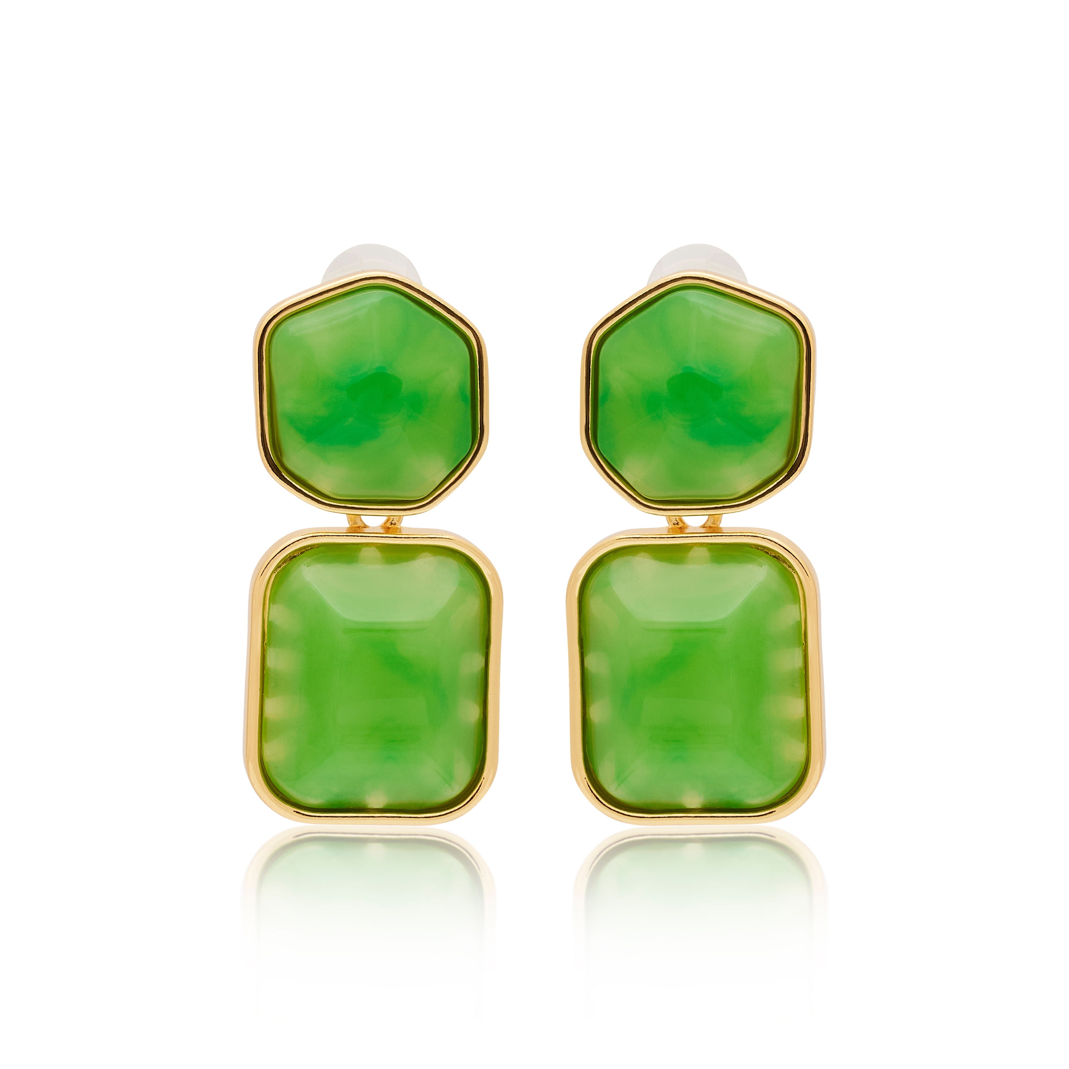 Jade Stone Drop Pierced Earrings