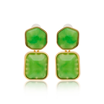 Jade Stone Drop Pierced Earrings
