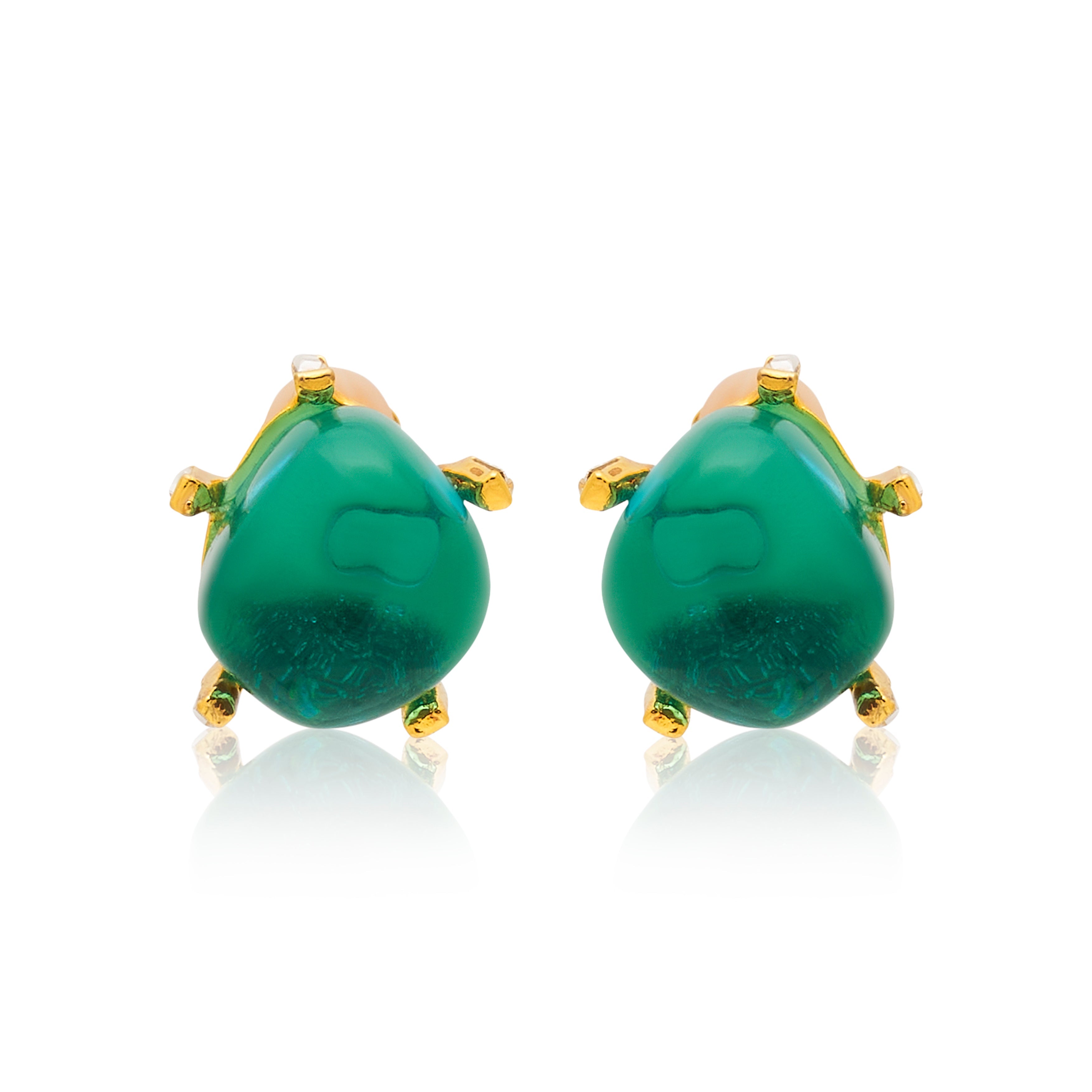 Aqua Nugget Clip Earrings