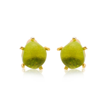 Peridot Nugget Gold Clip Earrings