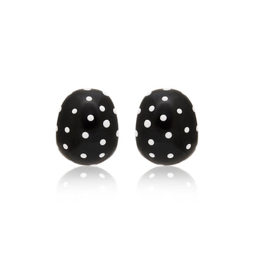 Black & White Polka Dot Clip Earrings