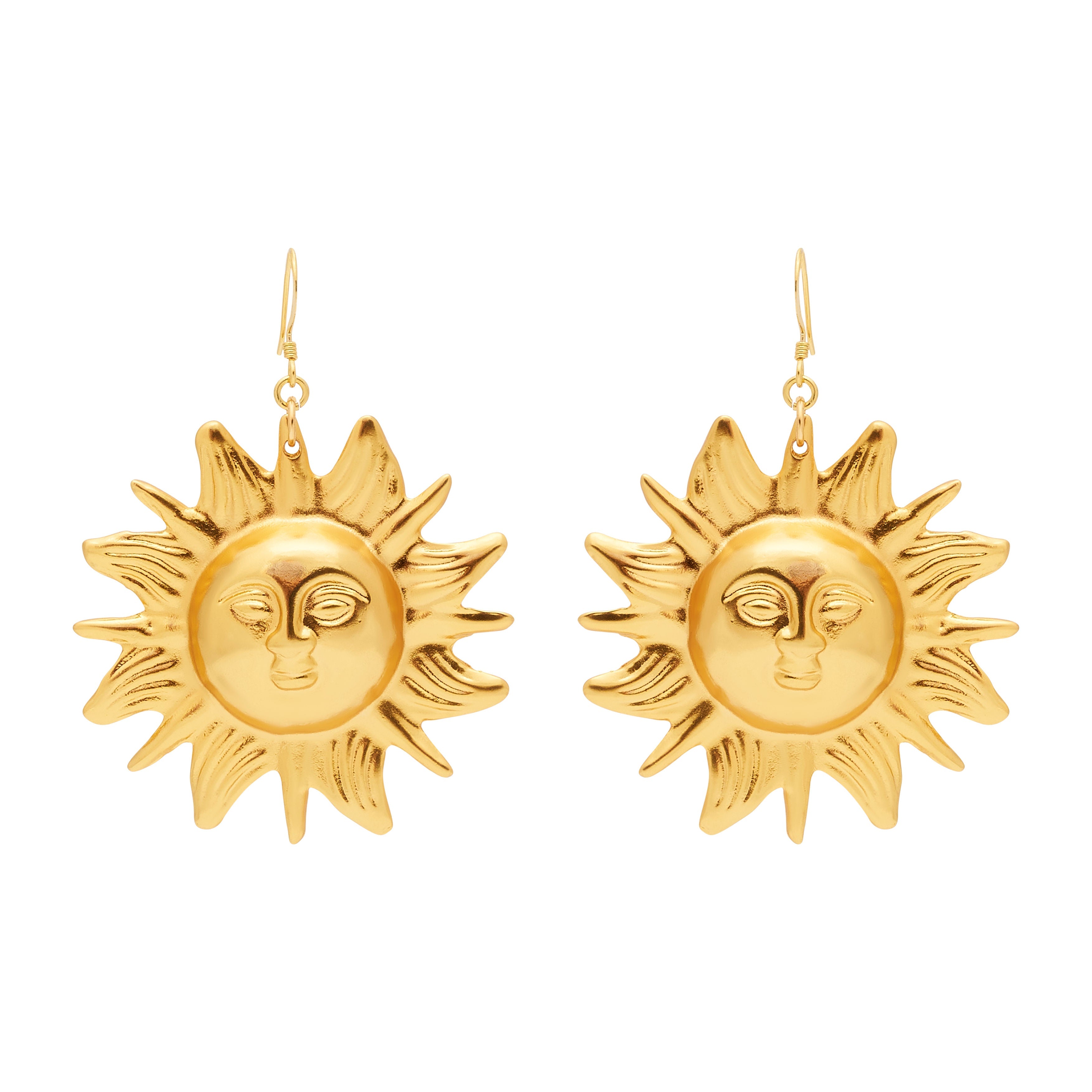 Gold Sunshine Fishhook Earrings