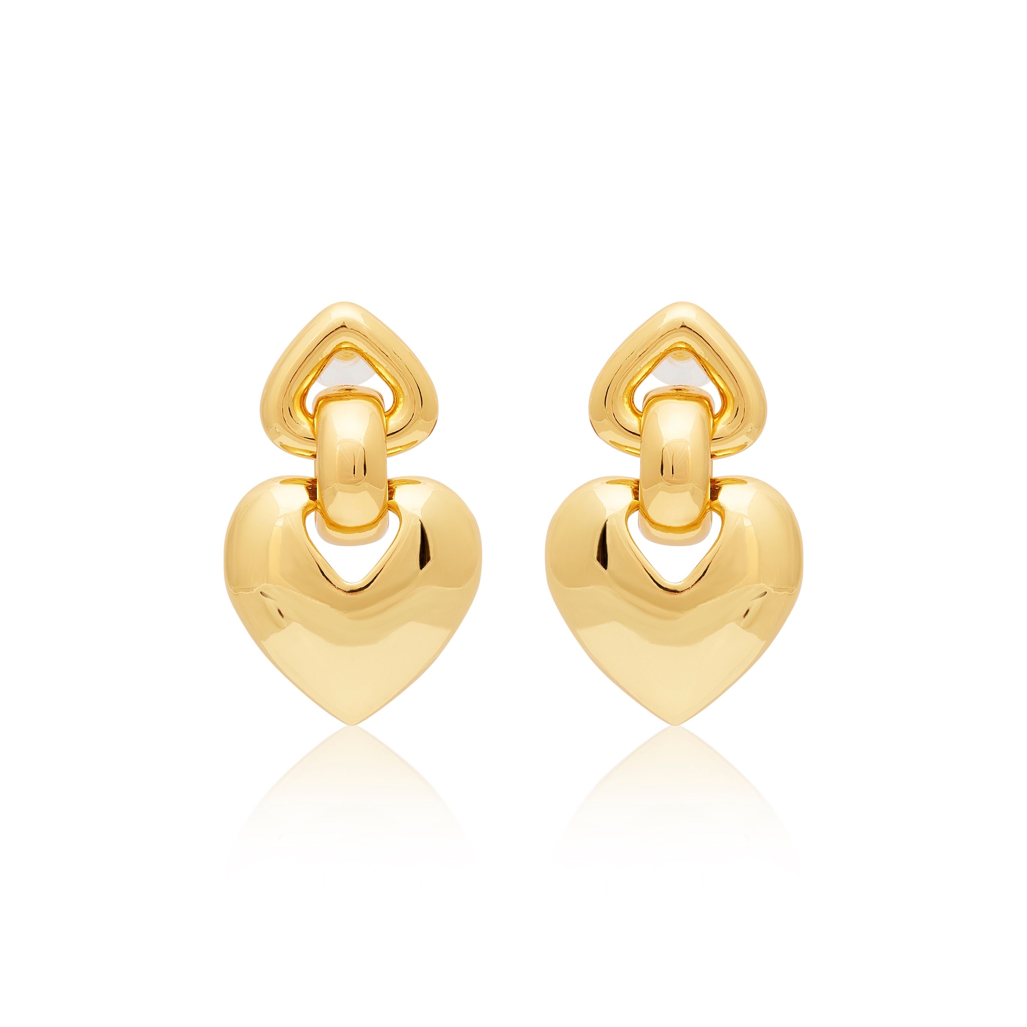 Gold Heart Drop Post Earrings