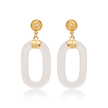 Polished Gold & Clear Resin Drop Earrings