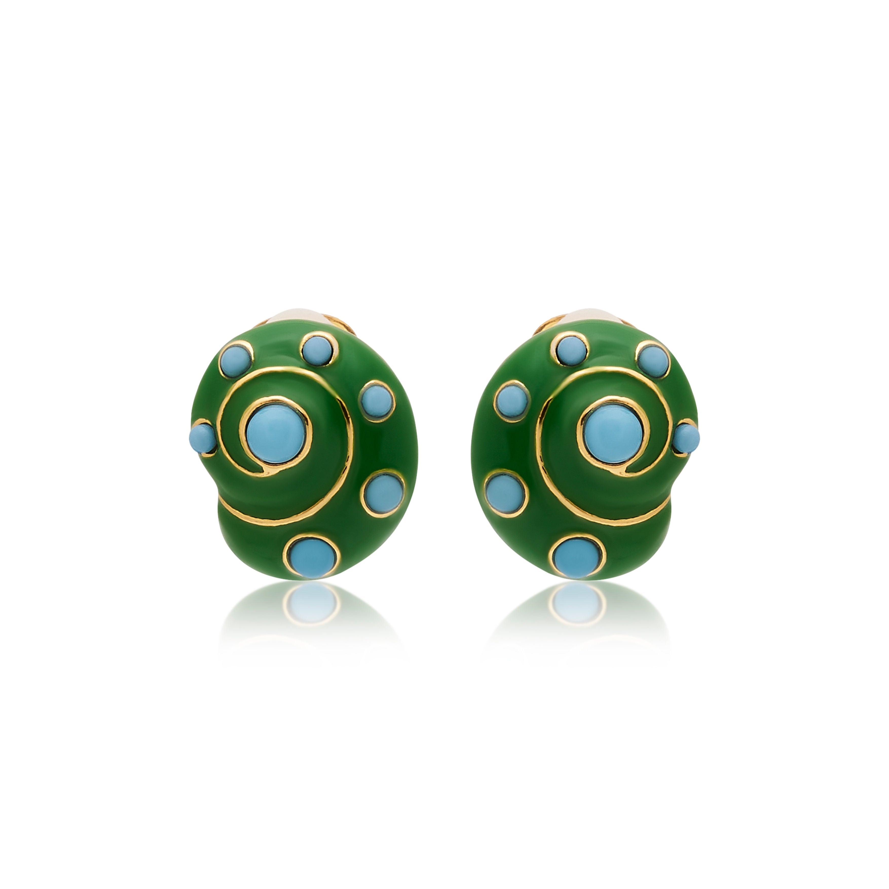 Jade & Turquoise Snail Clip Earrings