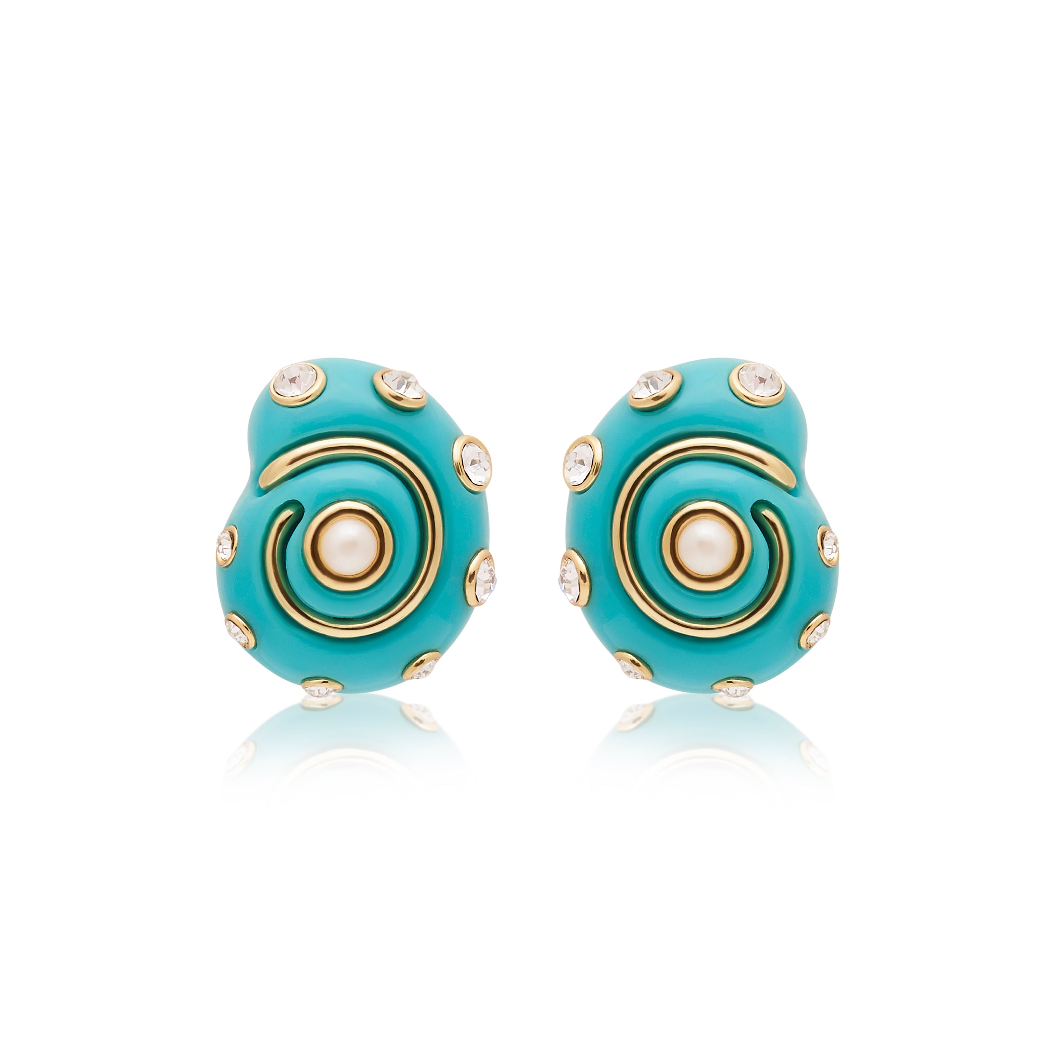 Turquoise & Crystal Snail Earrings
