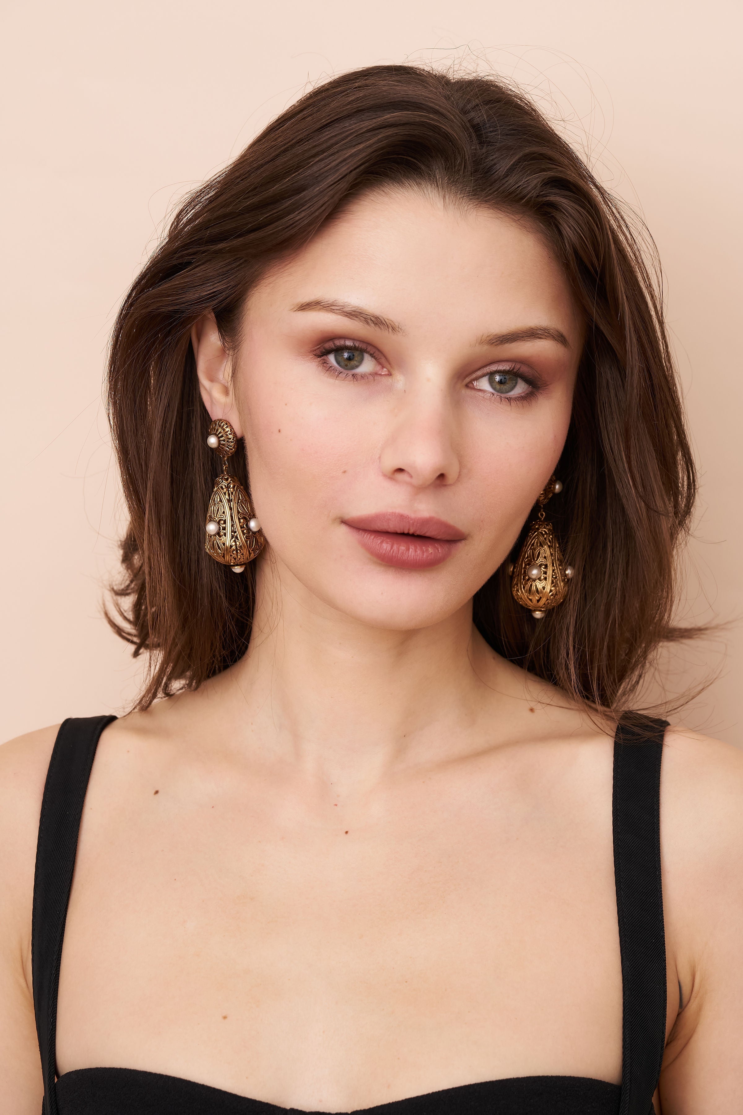 Pearl Filigree Drop Clip-On Earrings