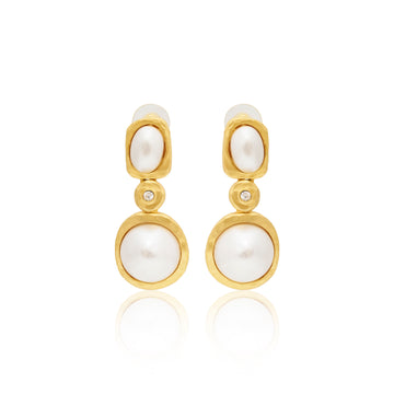 Pearl Cabochon Drop Earrings