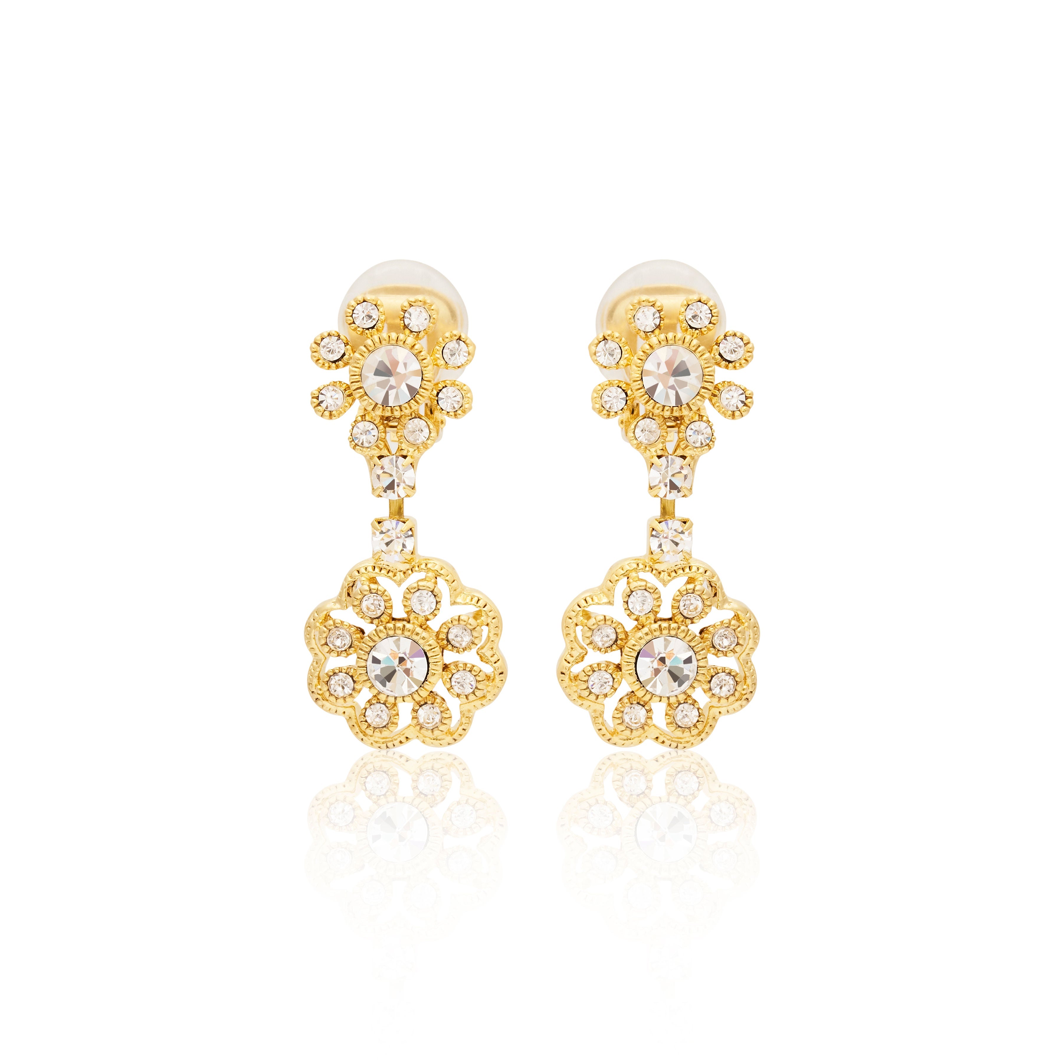 Flower Cluster Clip Earrings