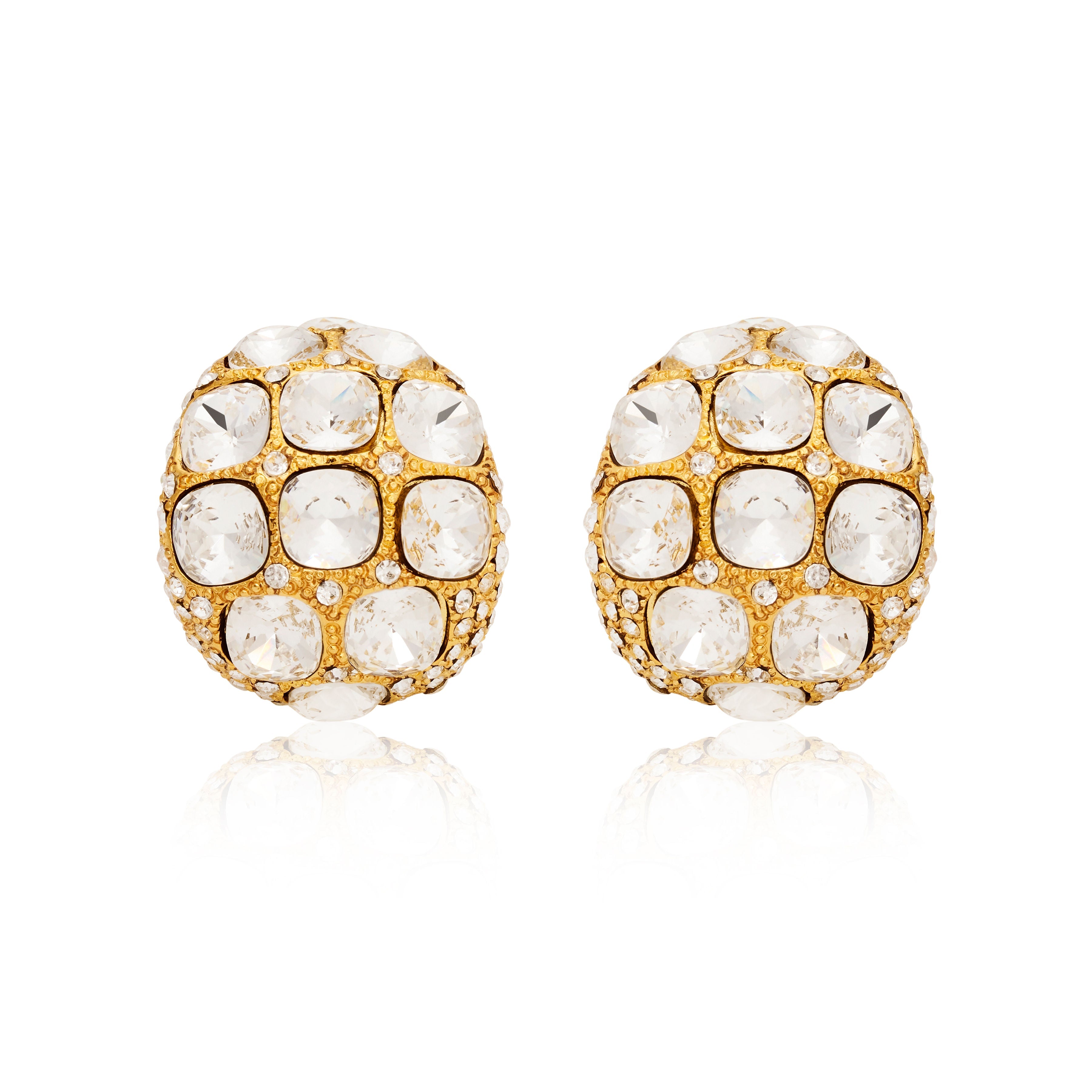 Crystal Square Hoop Clip Earrings