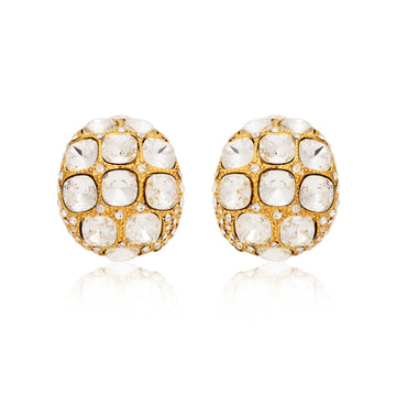 Crystal Square Hoop Clip Earrings