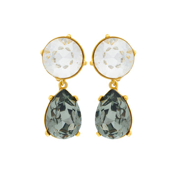 Crystal & Black Diamond Drop Pierced Earrings