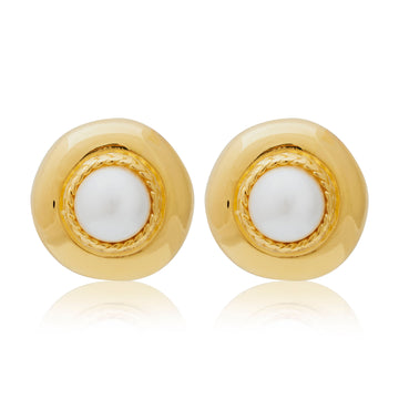 Pearl Center Pierced Earrings