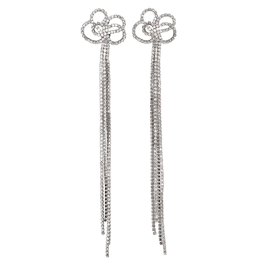 Long Crystal Clip-On Earrings