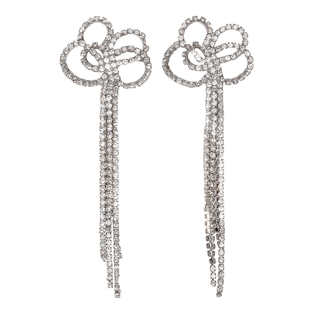 Crystal Bow Drop Earrings
