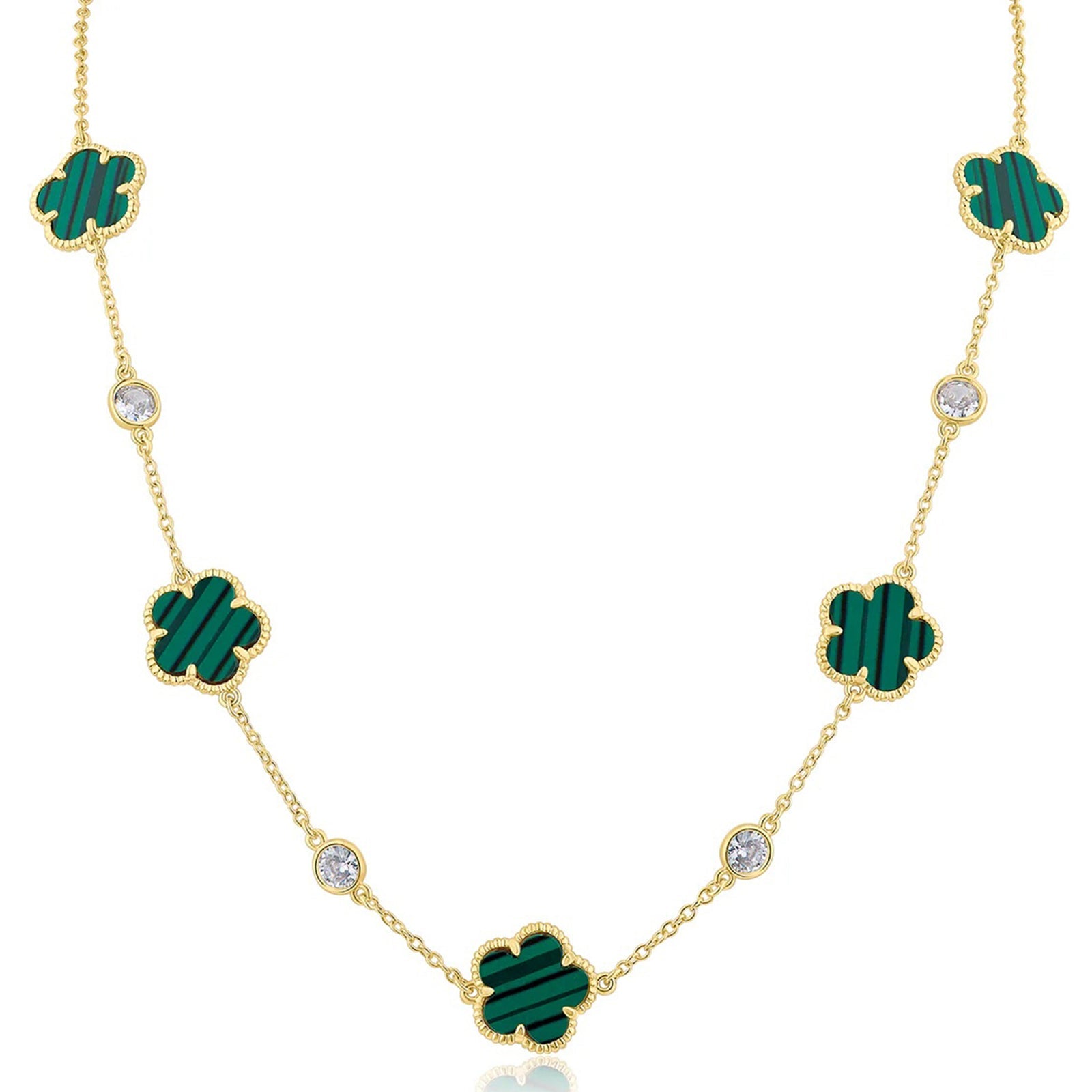 Clover and CZ Station Necklace
