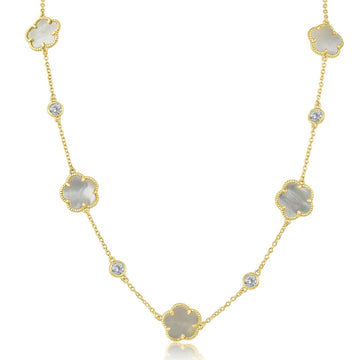 Clover and CZ Station Necklace