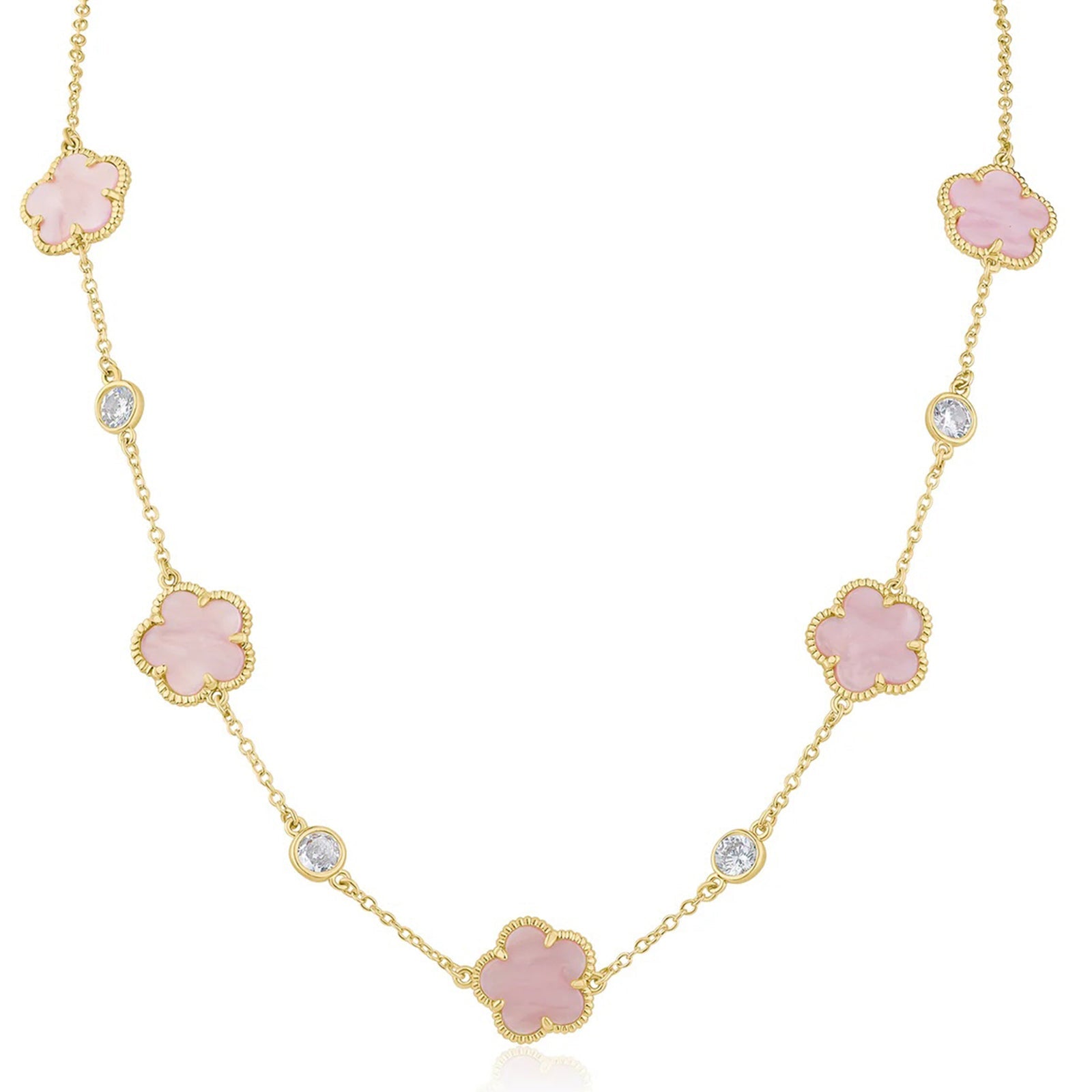Clover and CZ Station Necklace