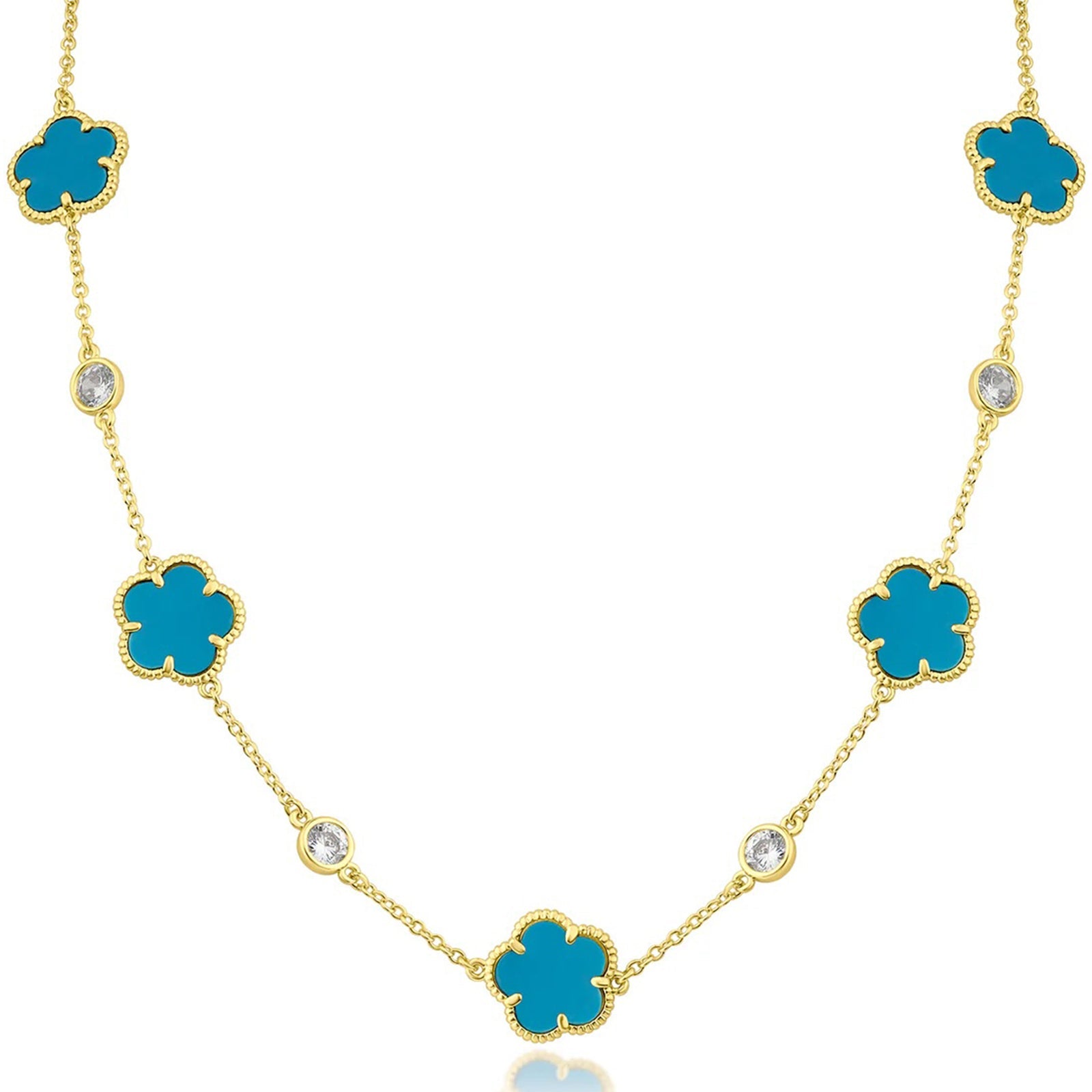 Clover and CZ Station Necklace