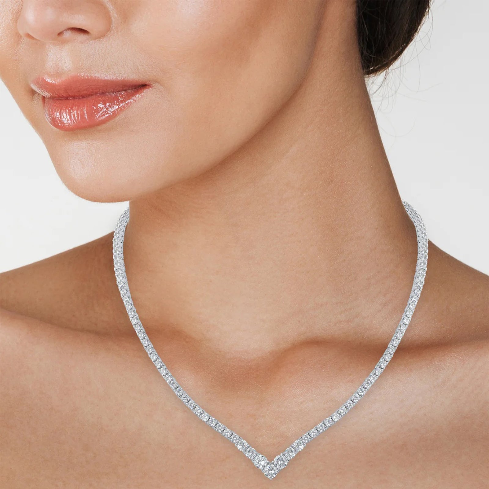 V Front Tennis Necklace