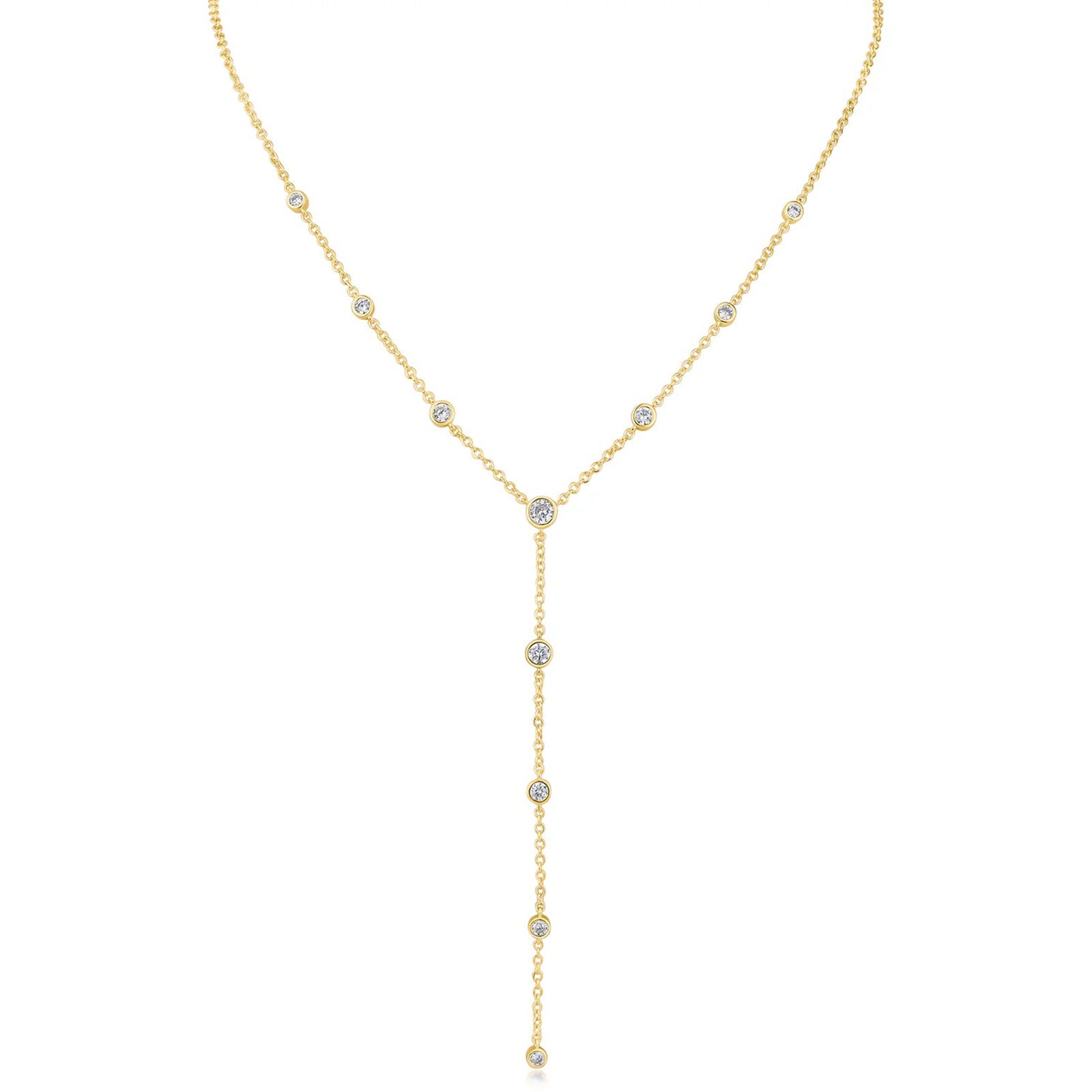 Round CZ Bezel Y-Necklace