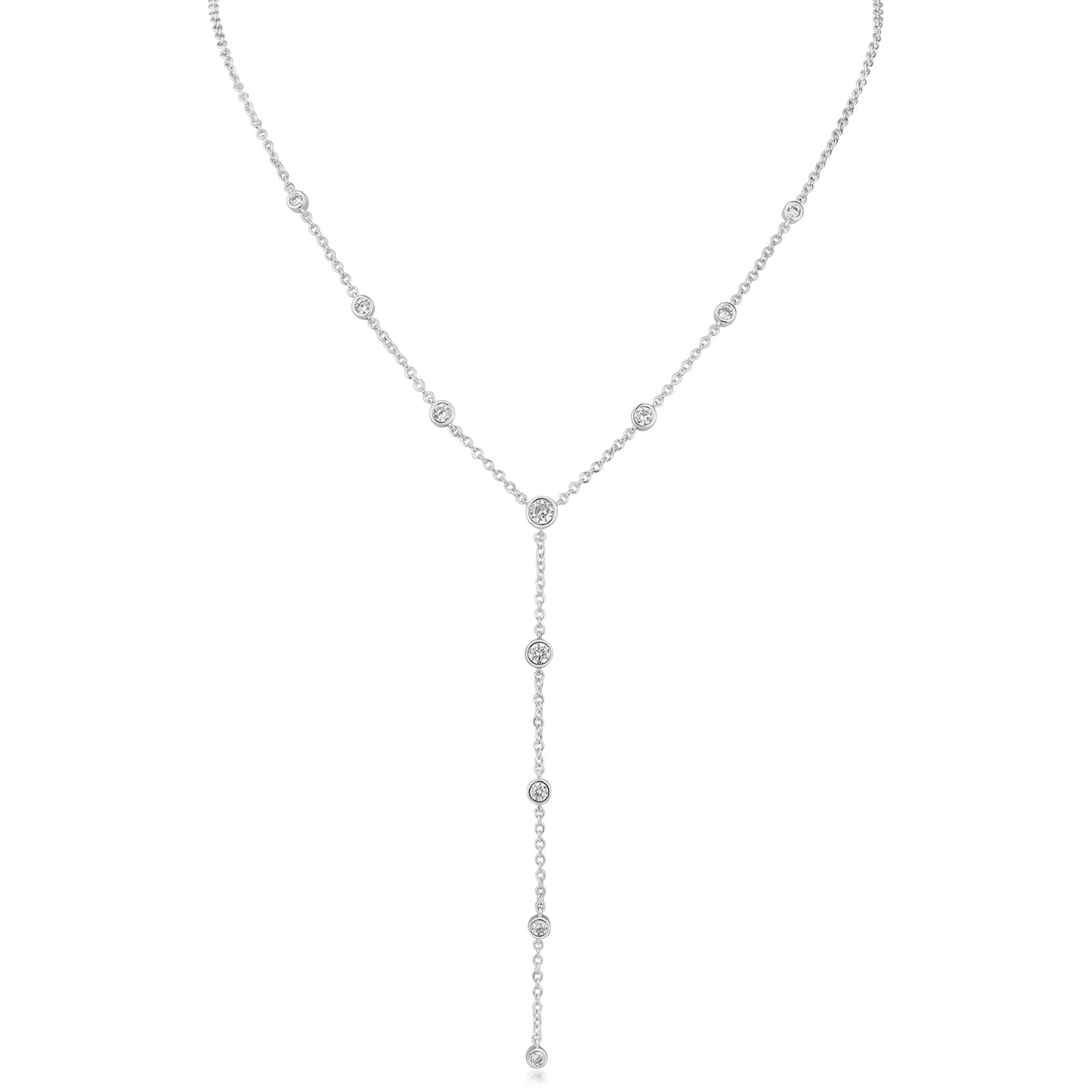 Round CZ Bezel Y-Necklace