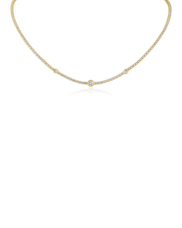Bezel Station Tennis Necklace