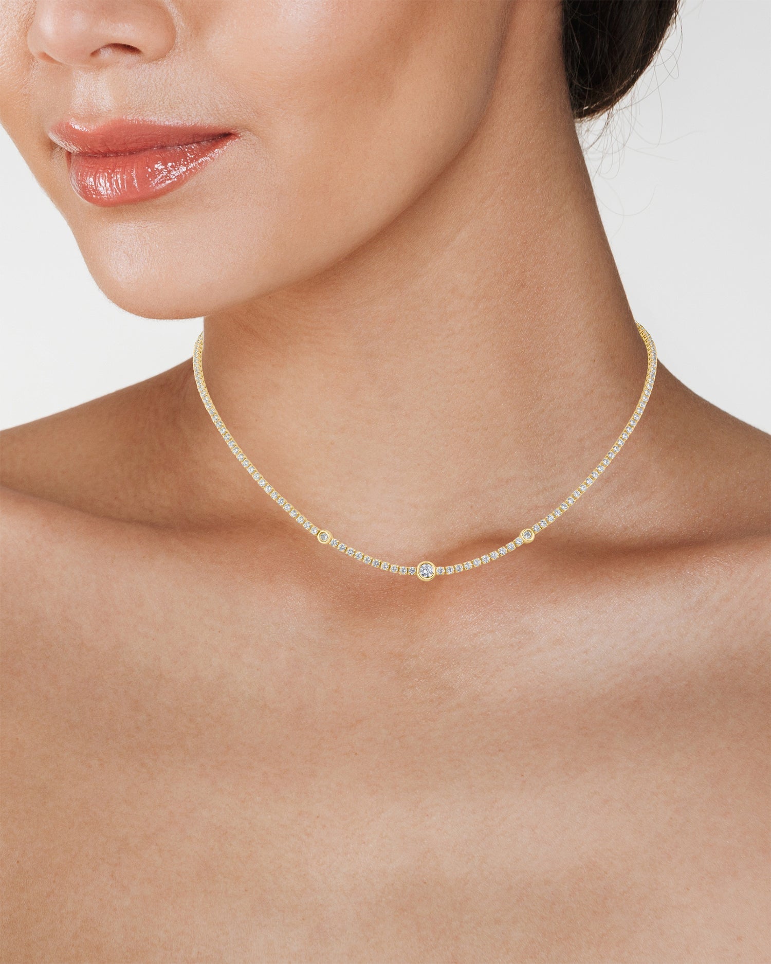 Bezel Station Tennis Necklace