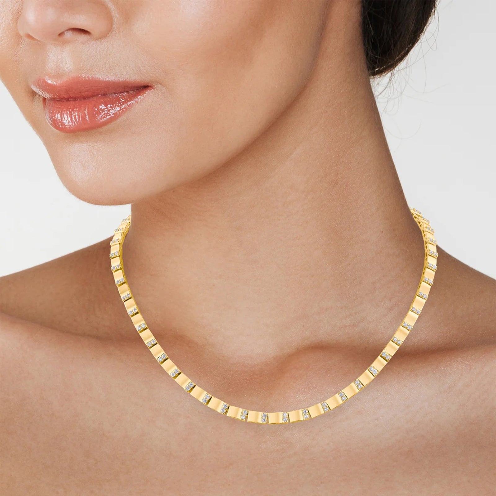 CZ Station Box-Link Necklace