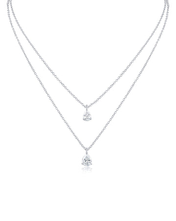 Double Stranded Pear CZ Necklace