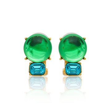 Peridot & Aqua Gold Clip Earrings