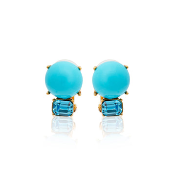 Turquoise & Aqua Gold Clip Earrings