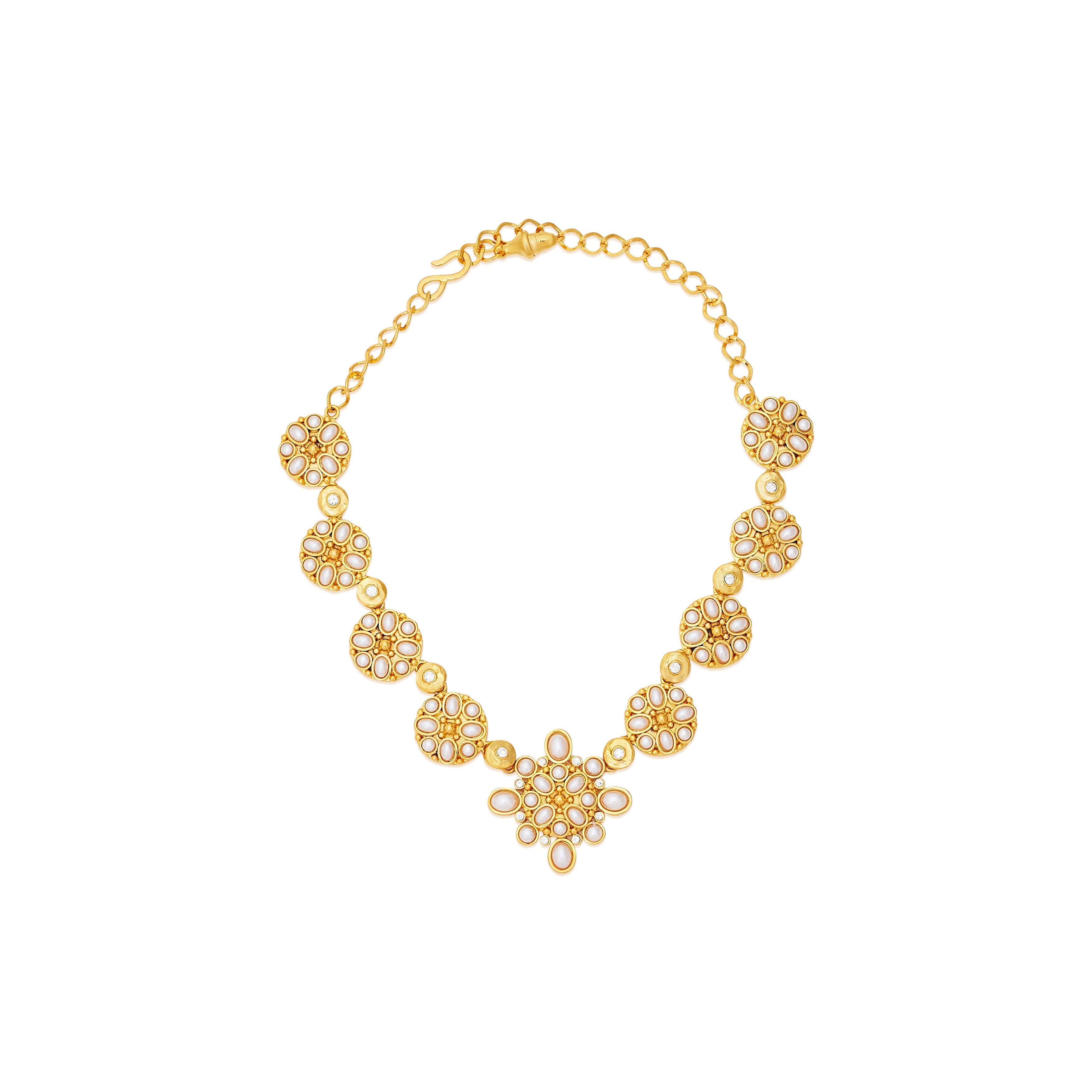 Pearl Cabochon & Gold Chain Necklace