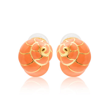 Coral Seashell Clip-On Earrings