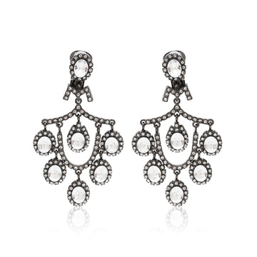 Gunmetal & Crystal Chandelier Earrings