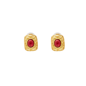 Ruby Center Stone Pierced Earring